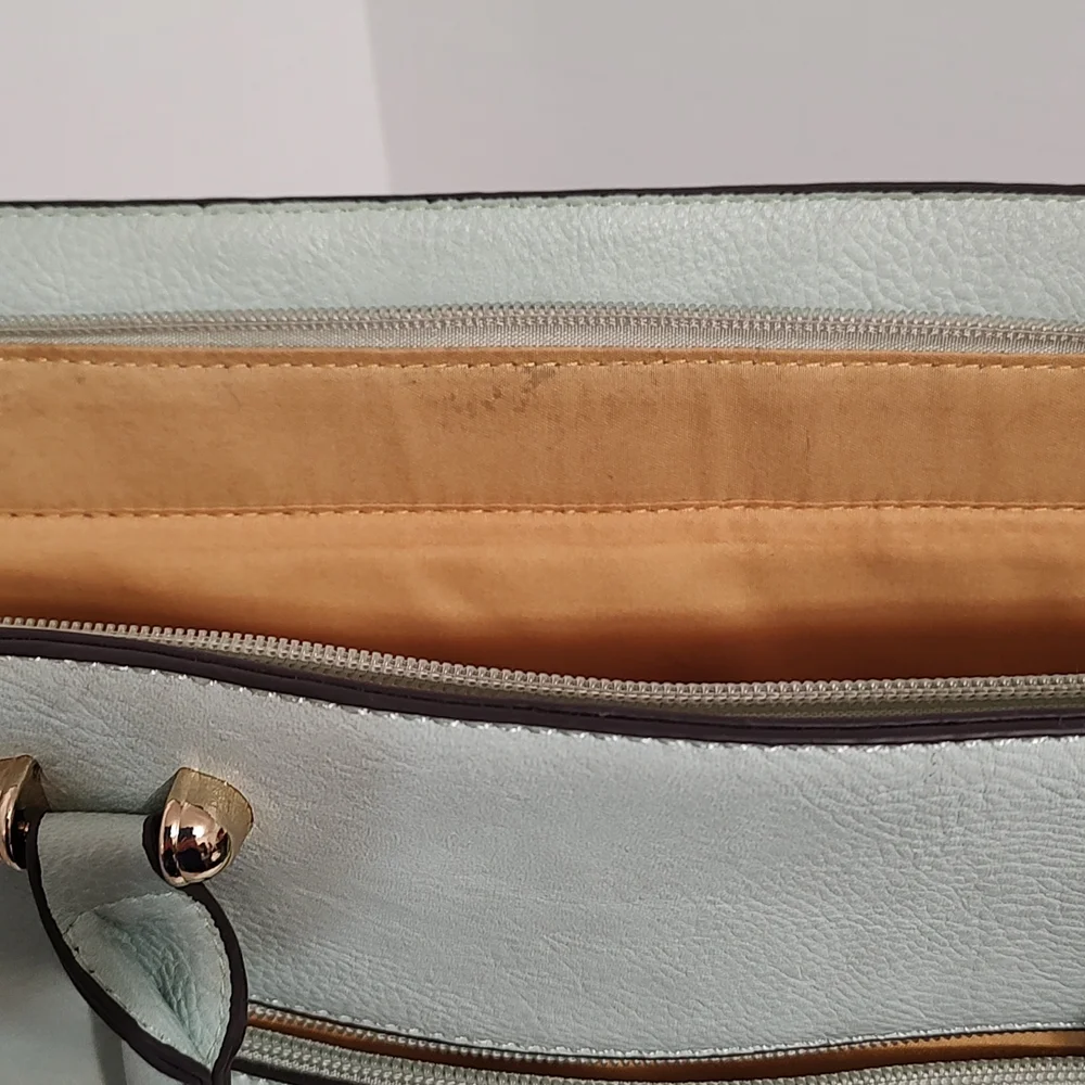 Seafoam Green Satchel / Shoulder  Bag W/Bow Large Bag